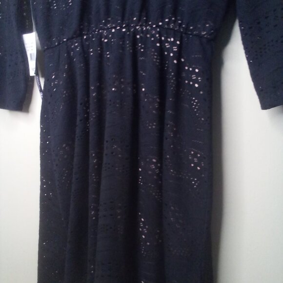 As U Wish Dress Women S Eyelet Lined 3/4 Sleeve Black Pink - Picture 12 of 13